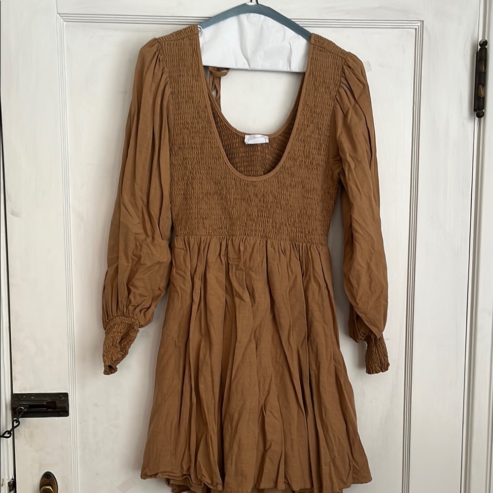 Elegant Tan Mini Dress